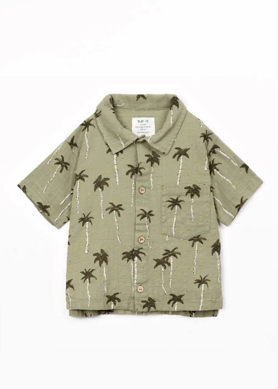NEW PLAY UP kid's palm tree button down shirt in green